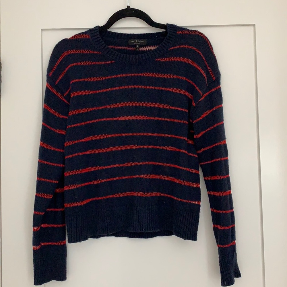Striped navy and red Rag & Bone sweater
